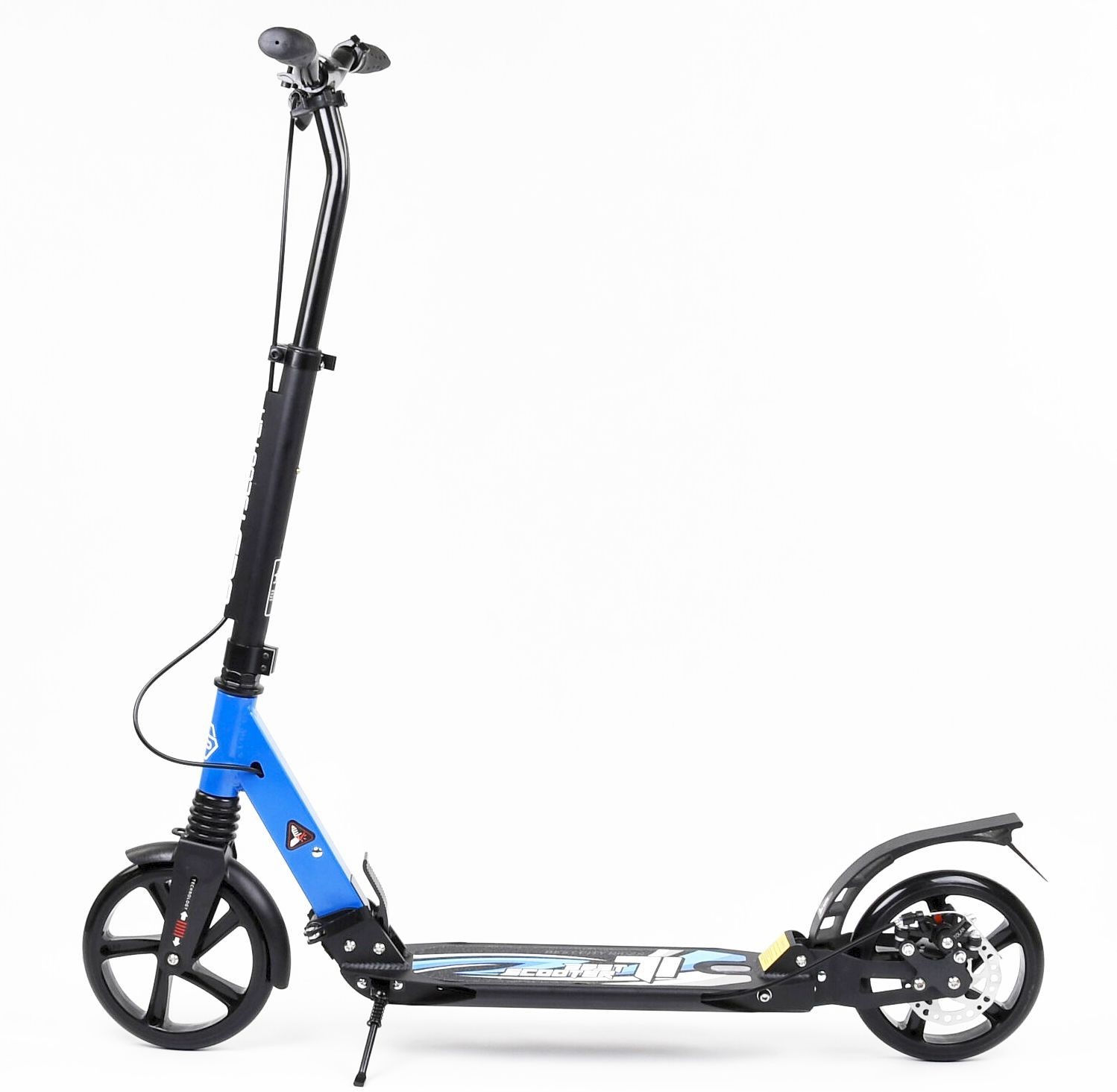 

Самокат Best Scooter 55587 черно синий алюминиевая рама колеса PU 200мм 2 амортизатора