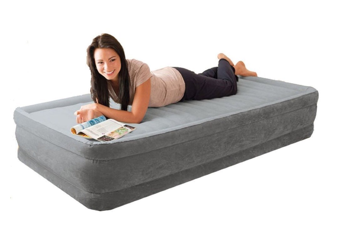 

Надувная односпальная кровать Intex Comfort-Plush с насосом Серая 99х191х33 см (IP-167913)