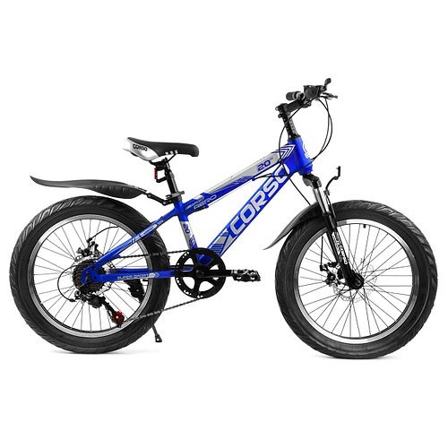

Детский спортивный велосипед 20’’ CORSO «AERO» 72989 ПОЛУФЭТ, стальная рама 11.5``, передний переключатель, черно синий