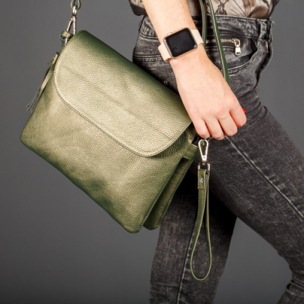 

Женская сумочка из натуральной кожи LL №901076 green