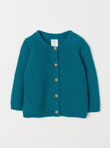 

Кардиган изнаночной вязки H&M 0637553 74 cm Изумрудный