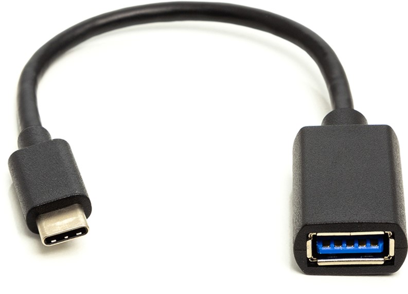 

Кабель PowerPlant OTG USB 2.0 AF - Type-C 0.1 м Черный