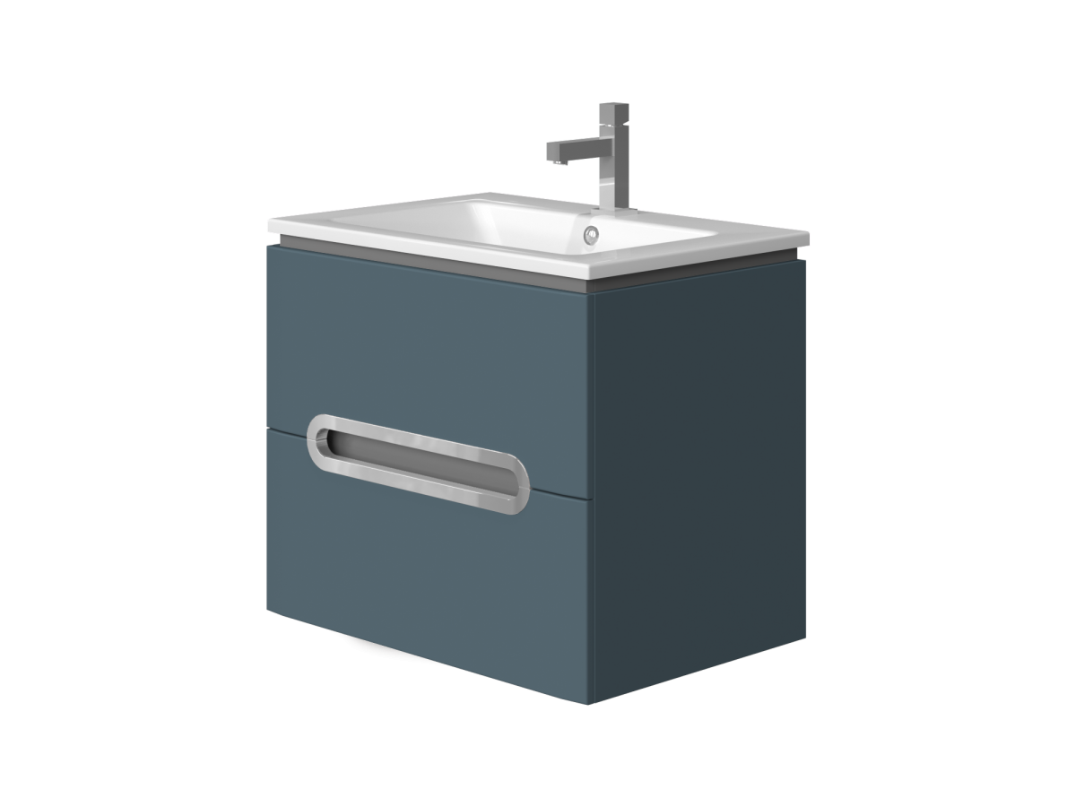 

Тумба JUVENTA Prato Pr-65 индиго синий с умывальником Atria-65