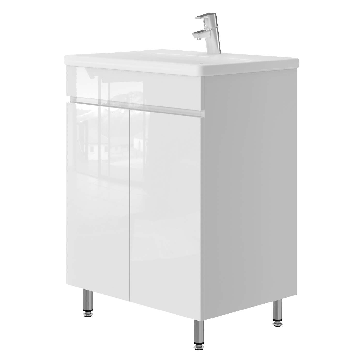 

Тумба JUVENTA Ariadna Ar2-65 белая с умывальником Soft-65