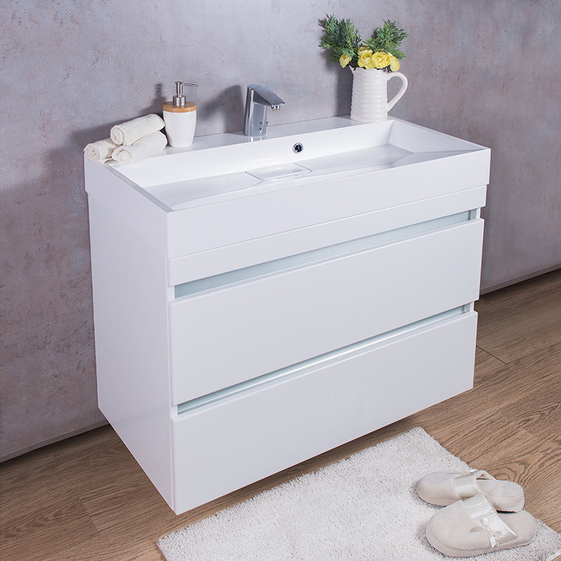 

Тумба Fancy Marble Borneo подвесная белая с умывальником Ashley 90 см