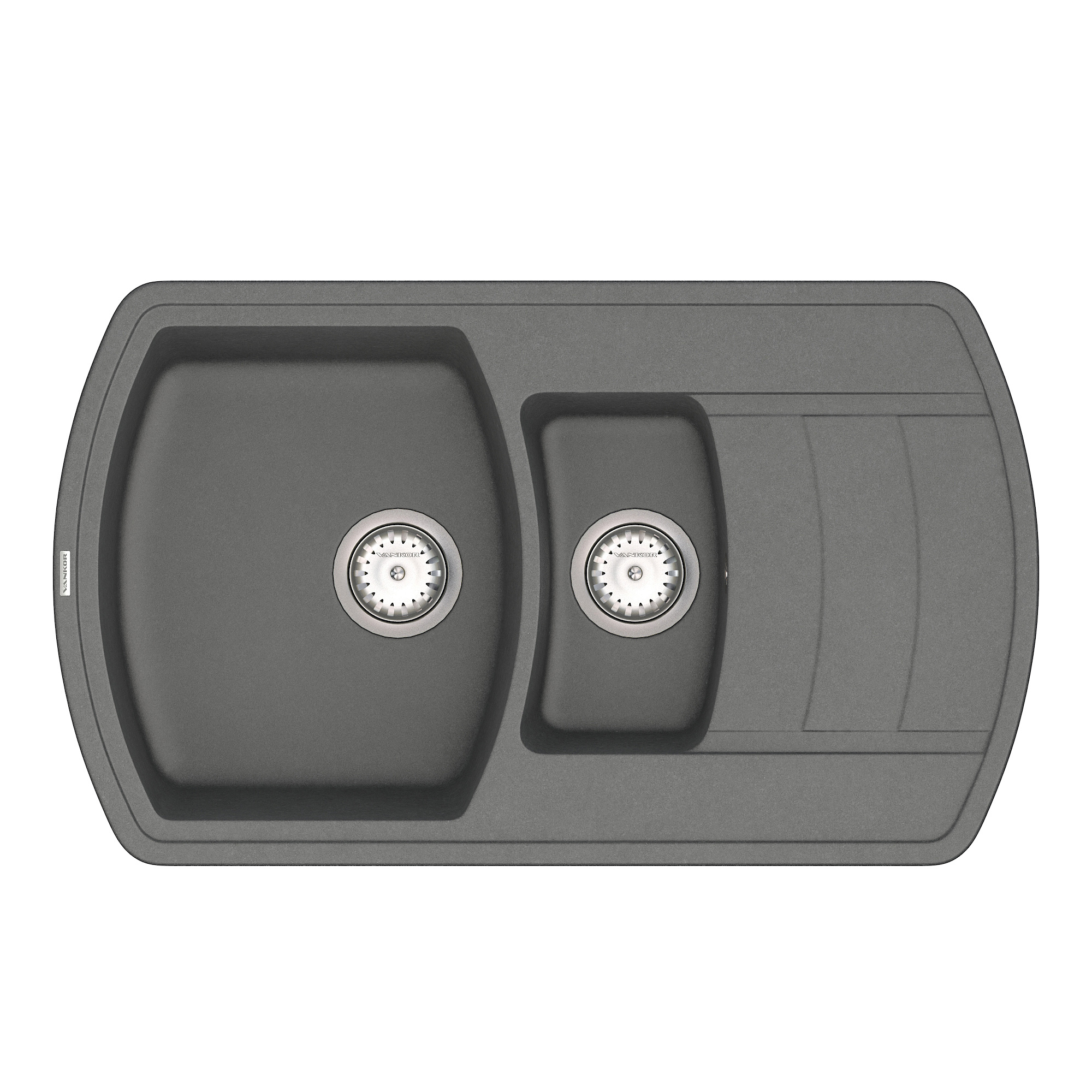 

Кухонная мойка VANKOR Norton NMP 04.86 Gray + сифон VANKOR