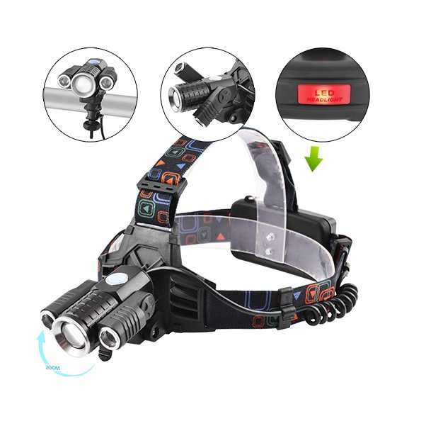 

Фонарь налобный Police W602-T6+2XPE (наклон), ЗУ 220V/12V, 2x18650, zoom, велокрепление, Box