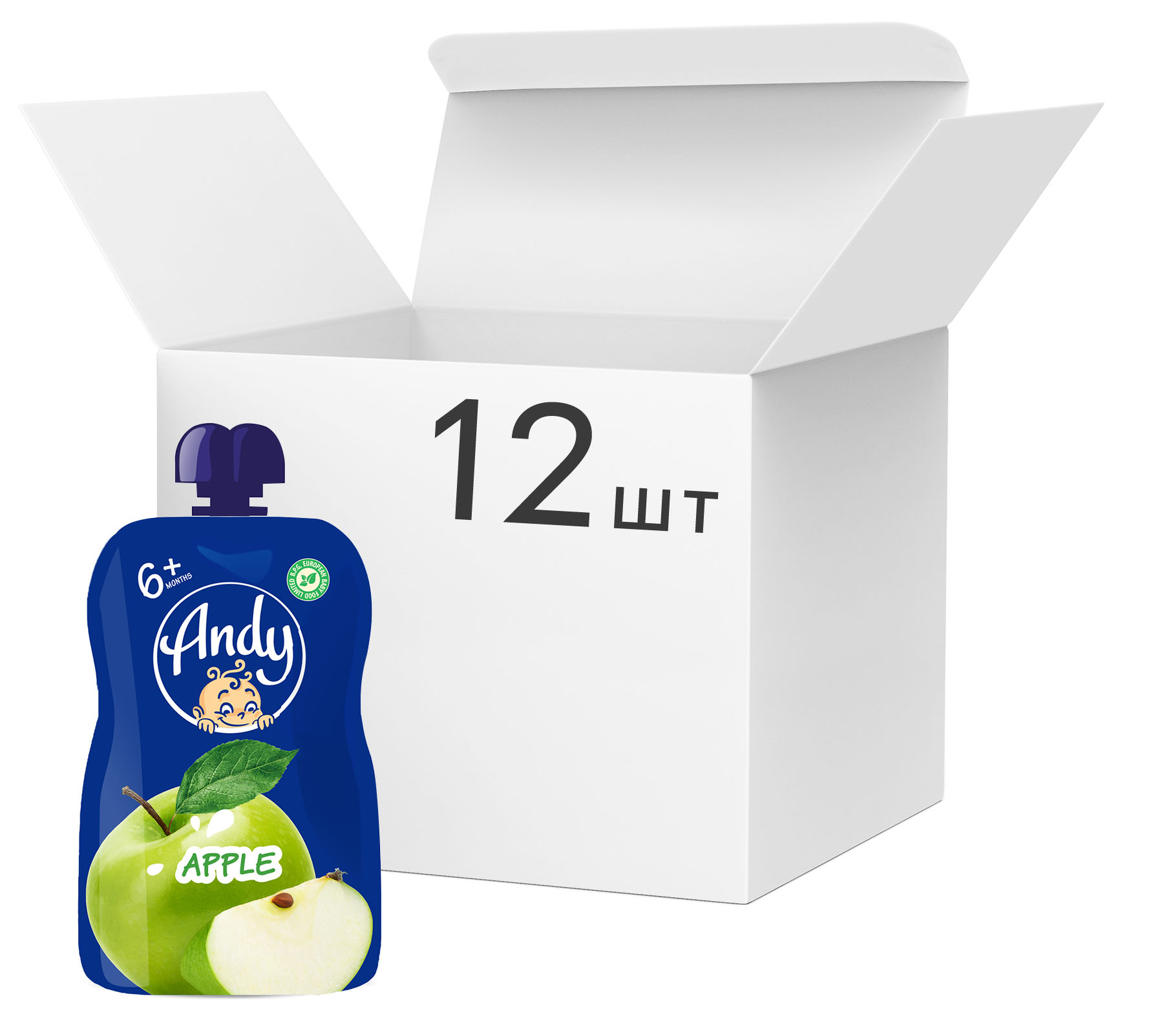 

Упаковка пюре Andy Яблоко с 6 месяцев 90 г х 12 шт (4813163003421)