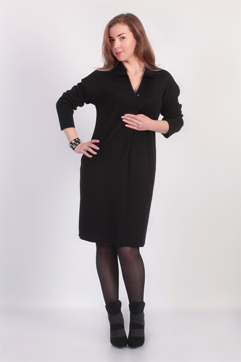 

Платье NITA Л 782-19 поло черное, - р, Платье NITA Л 782-19 поло черное, 52-54 р.