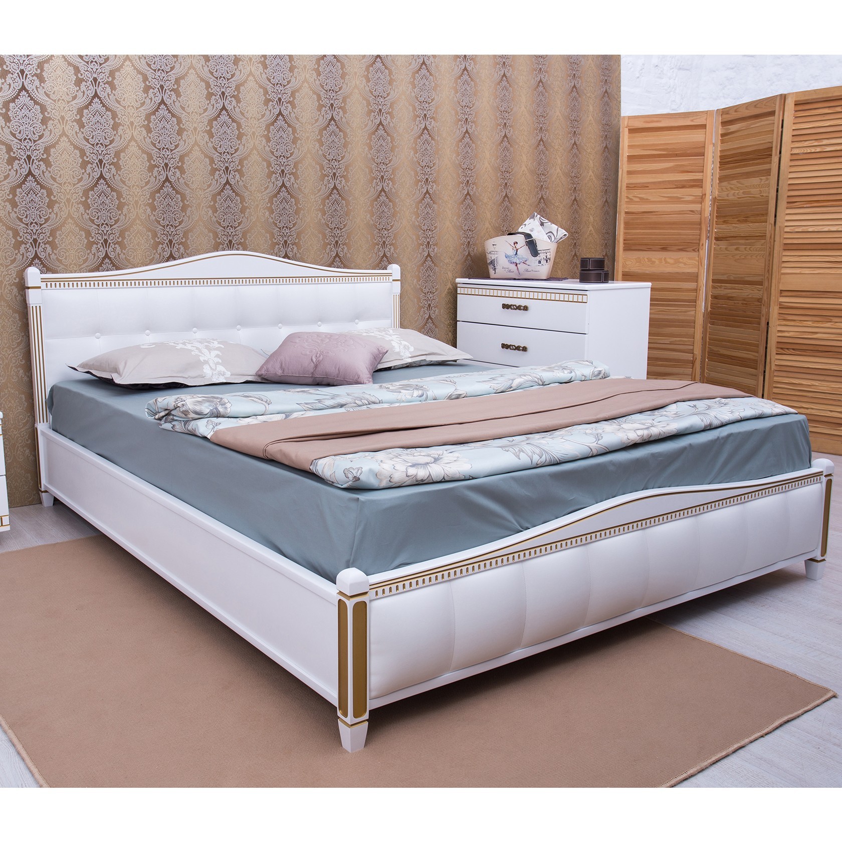 

Кровать Прованс мягкая спинка квадраты с механизмом (Олимп) Белая 140х200 см 121140_02