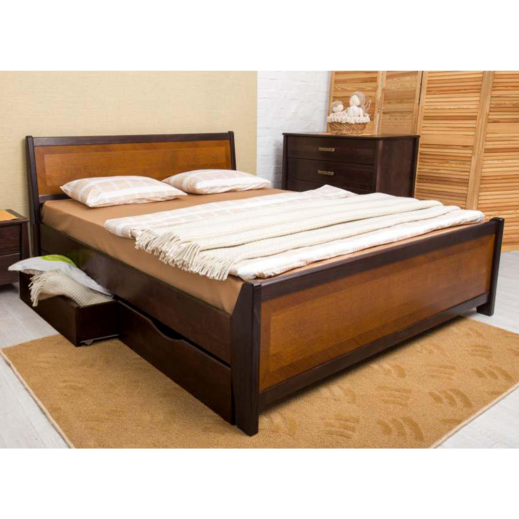 

Кровать Сити с интарсией и ящиками (Олимп) Венге 120х200 см 121121_01