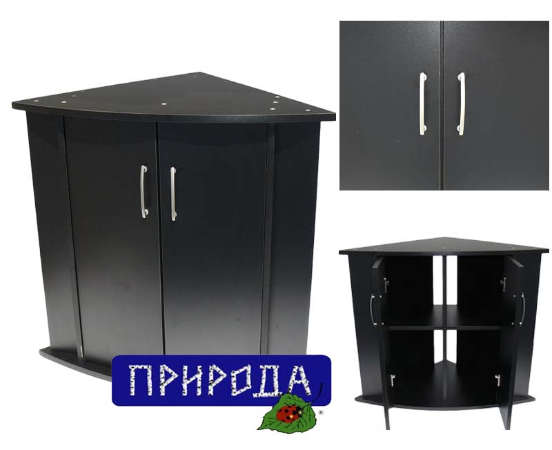 

Тумба овальная угловая с дверцами черная 70х70х70 Природа BGL-PR-640