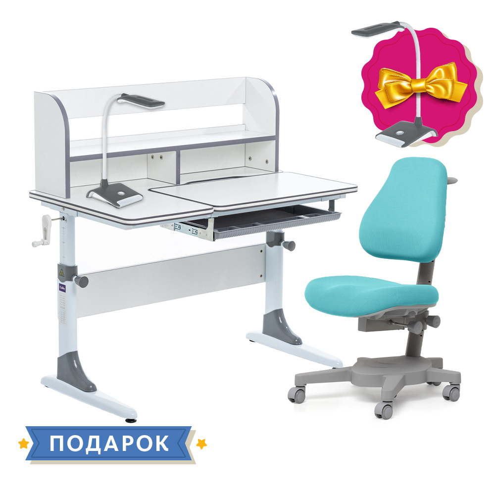 

Комплект для школьника растущая парта Cubby Nerine Grey + ортопедическое кресло Cubby Solidago Green
