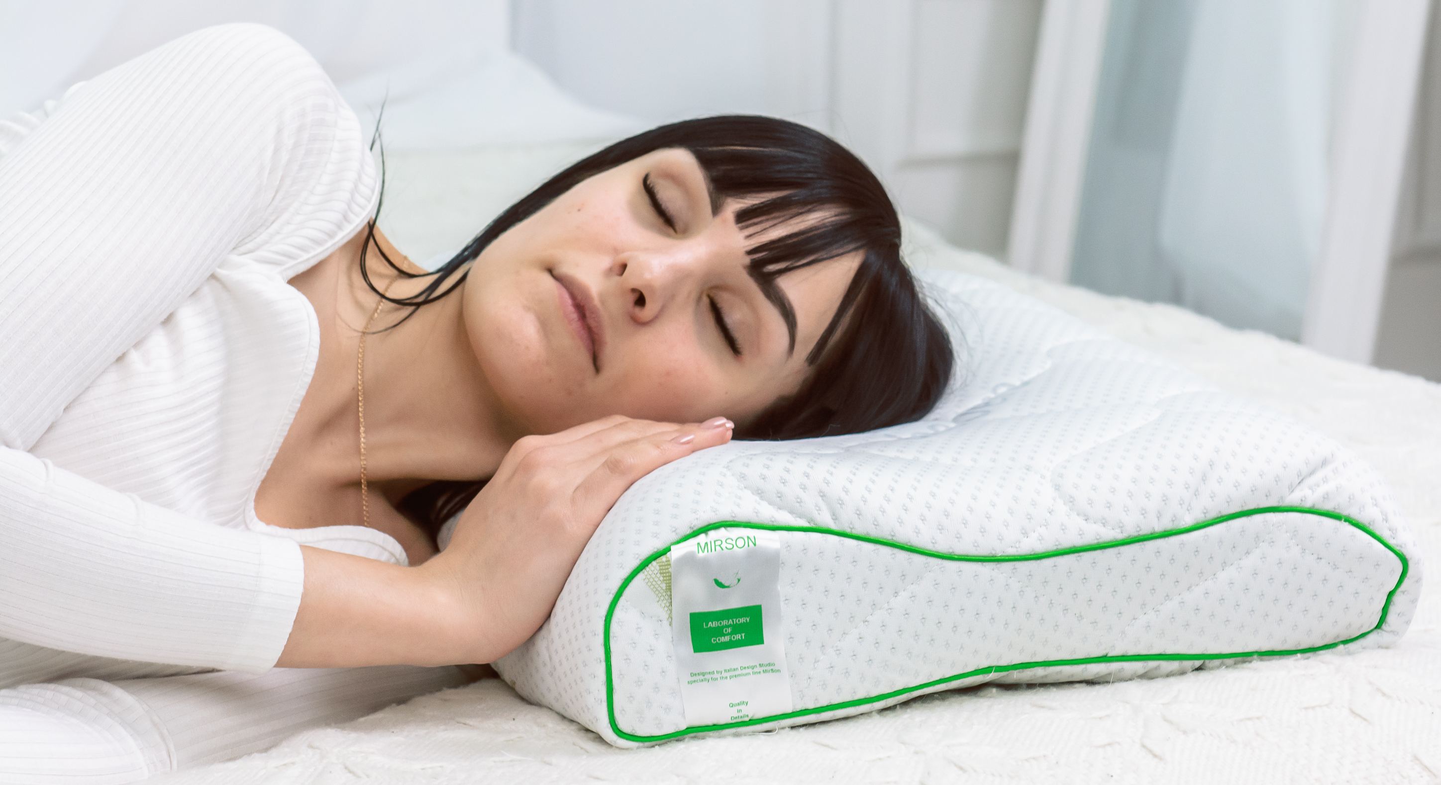 

Подушка ортопедическая MirSon №7121 Elite Green nature Alberto AERO 58х40х10,5 см италия, пена memory