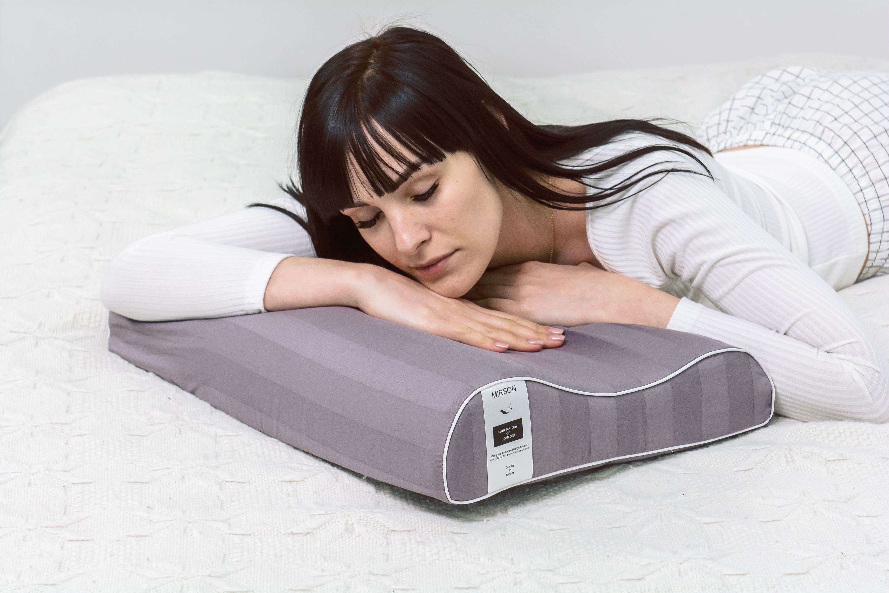 

Подушка ортопедическая MirSon №7107 Elite Noble stripe Peony AERO 58х40х10,5 см италия, пена memory soft