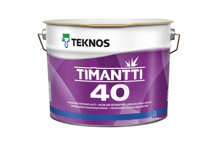 

Краска Teknos TIMANTTI 40 ( Текнос ТИМАНТТИ 40 ) 2.7 л полуглянцевая, антиплесневая, износостойкая, для интерьера