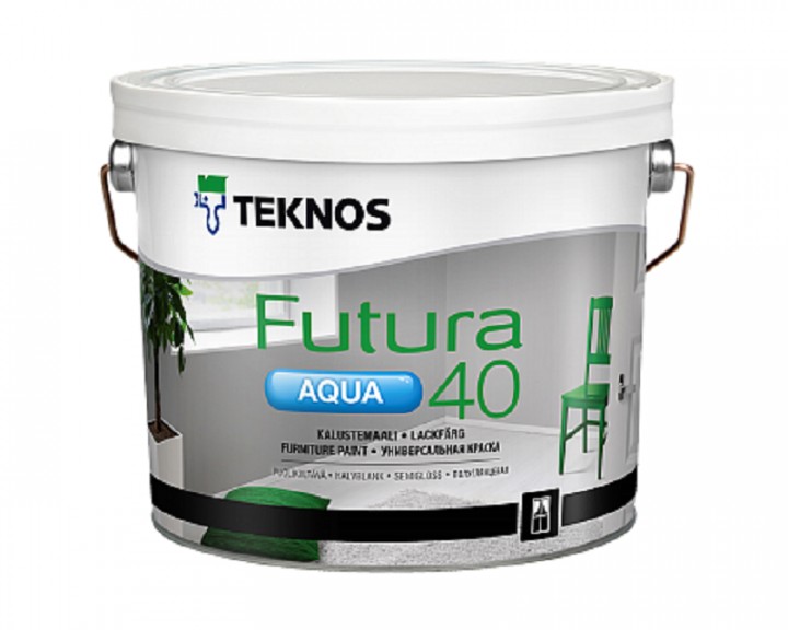 

Краска Teknos FUTURA AQUA 40 ( Текнос ФУТУРА АКВА 40 ) 9 л полуглянцевая, водоразбавляемая, универсальная, внутри и снаружи