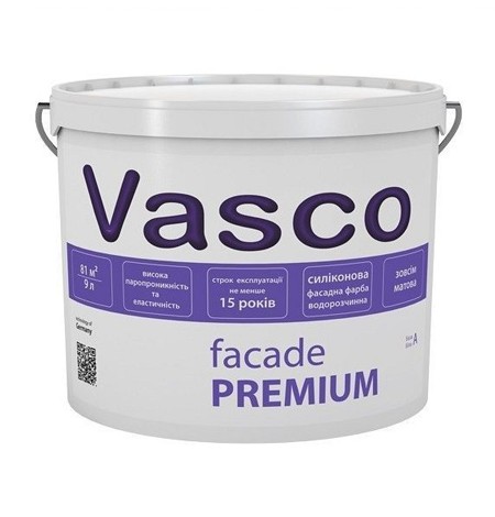 

Краска Vasco Facade PREMIUM ( Васко Фасад ПРЕМИУМ ) 2.7 л силоксановая, водоразбавляемая, паропроницаемая, для фасада
