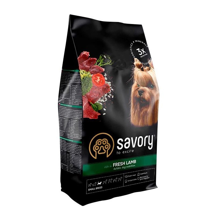

Сухой корм для собак малых пород Savory Small Breeds Adult Fresh Lamb со свежим мясом ягненка 12 кг