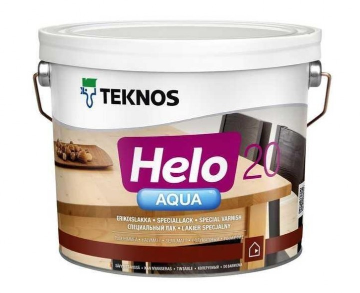 

Лак Teknos HELO AQUA 20 ( Текнос ХЕЛО АКВА 20 ) 9 л водоразбавляемый, полеуретановый, полуматовый, для пола и мебели