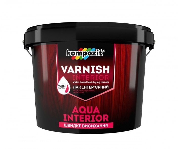 

Лак Kompozit AQUA INTERIOR ( Композит АКВА ИНТЕРИОР ) 10 л акриловый, водоразбавляемый, для дерева