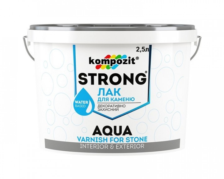 

Лак Kompozit STRONG AQUA ( Композит СТРОНГ АКВА ) 2.5 л по камню, водоразбавляемый, с эффектом "мокрый камень"