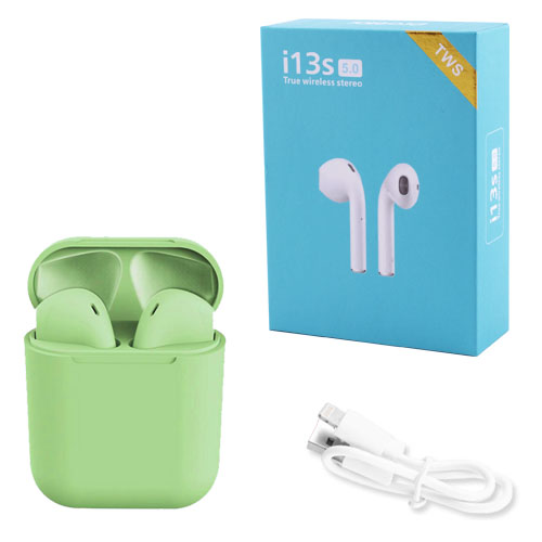 

Беспроводные наушники Wireless i13s в кейсе зеленые 8033