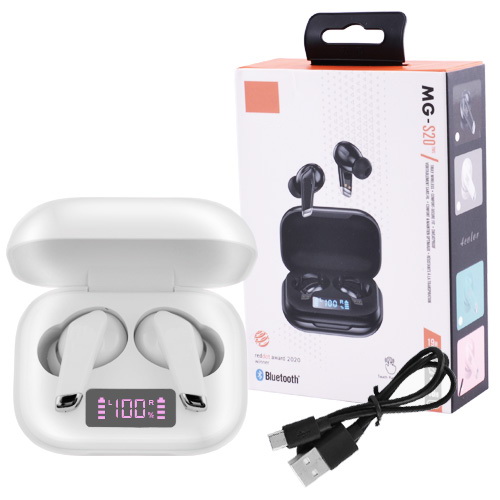 

Беспроводные наушники Wireless Mg-S20 с индикацией заряда белые 7687