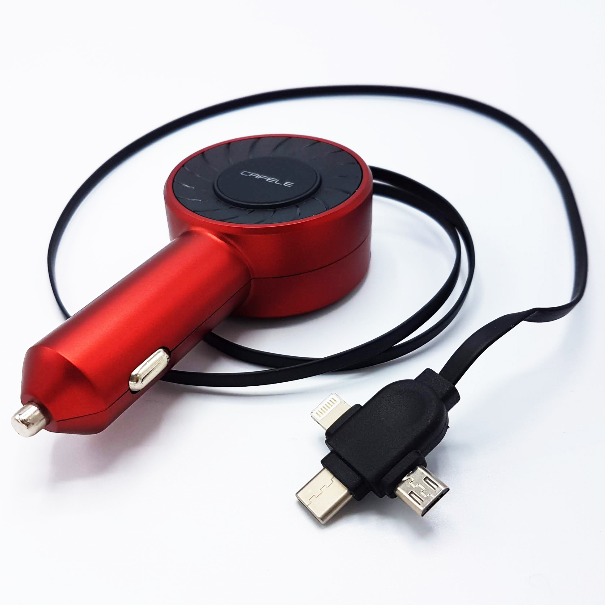 

Автомобильный адаптер с двумя USB портами 3 в 1 Lightning + Micro USB + Type-C M+ СC2