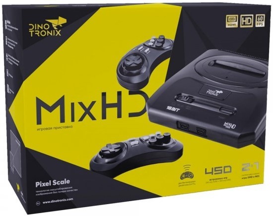

Dinotronix MixHD + 450 игр (HDMI кабель, 2 беспроводных джойстика)