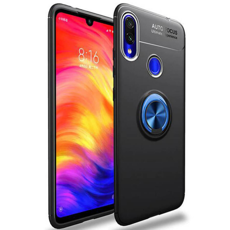 

TPU чехол Deen ColorRing под магнитный держатель для Xiaomi Redmi 7 Черный / Синий