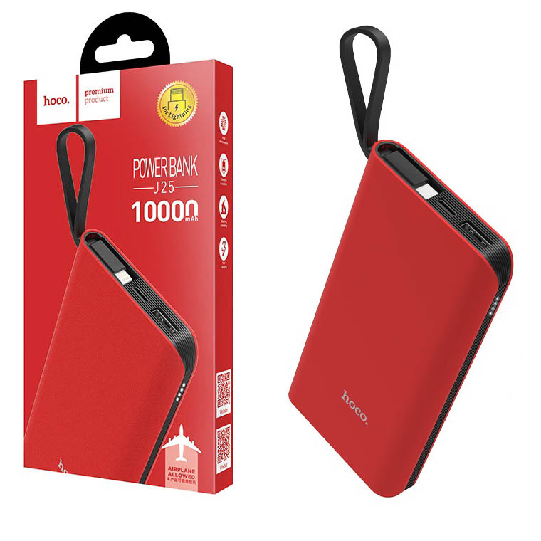 

Power Bank Hoco J25A With Cable Micro 10000 mAh Original красный
