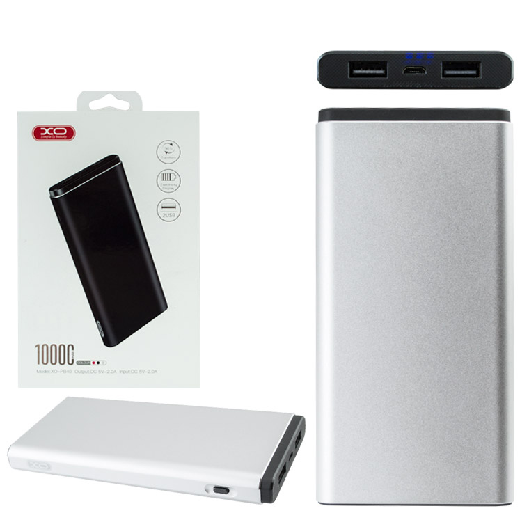 

Power Bank XO PB40 10000 mAh серебристый