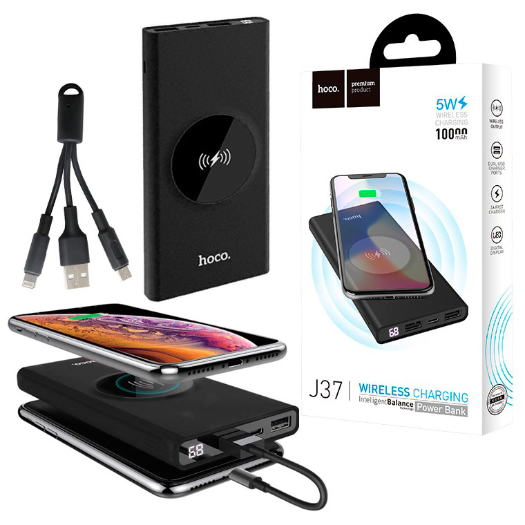 

Power Bank Hoco J37 Wisdom Wireless 10000 mAh Original черный