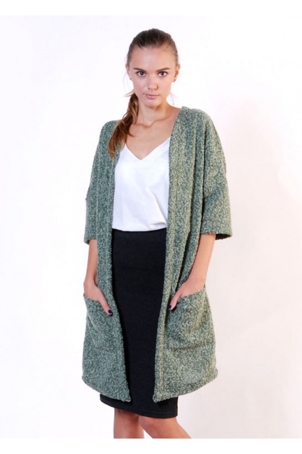 

Кардиган с карманами, SHA Odessa, 16-037, onesize, зеленый