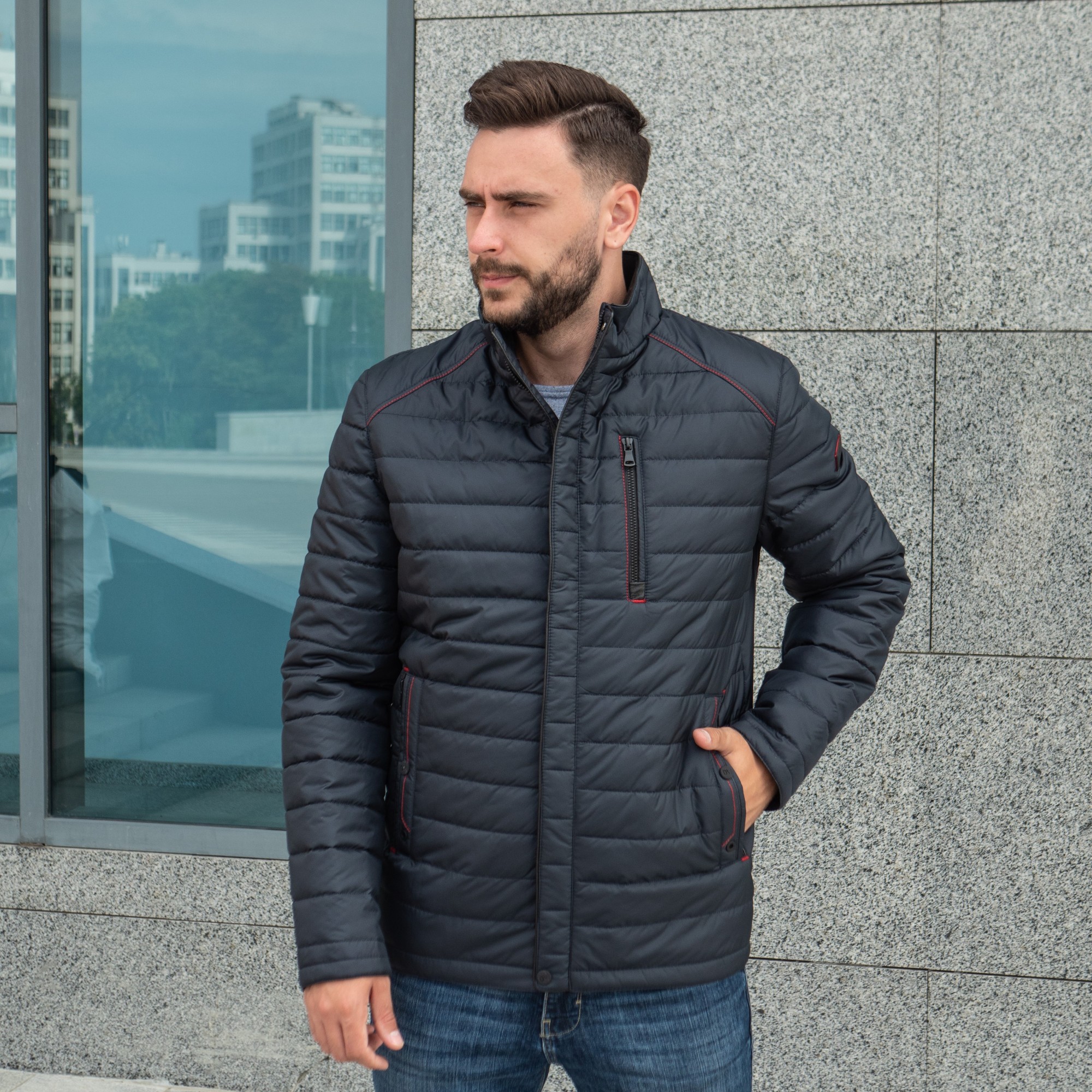 

Куртка демисезонная мужская большого размера UF-Fashion 20 - дв 54 темно-синий