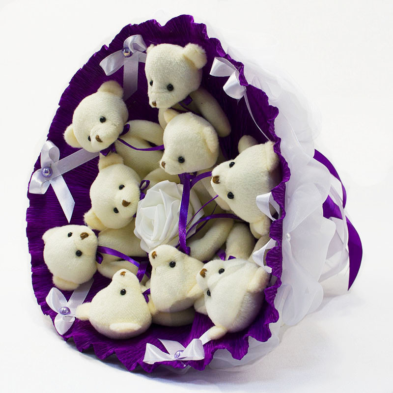 

Букет из игрушек Мишки 9 (аметист) 5349IT
