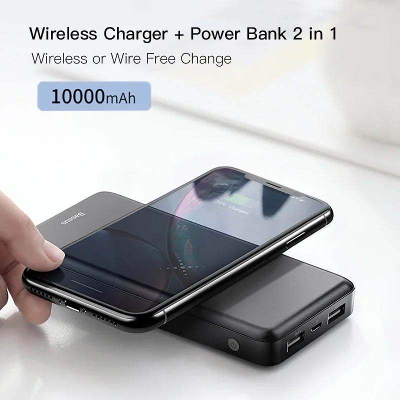 

Power Bank 10000 mAh 2в1 с поддержкой функции беспроводной зарядки для Qi устройств УМБ Baseus M36