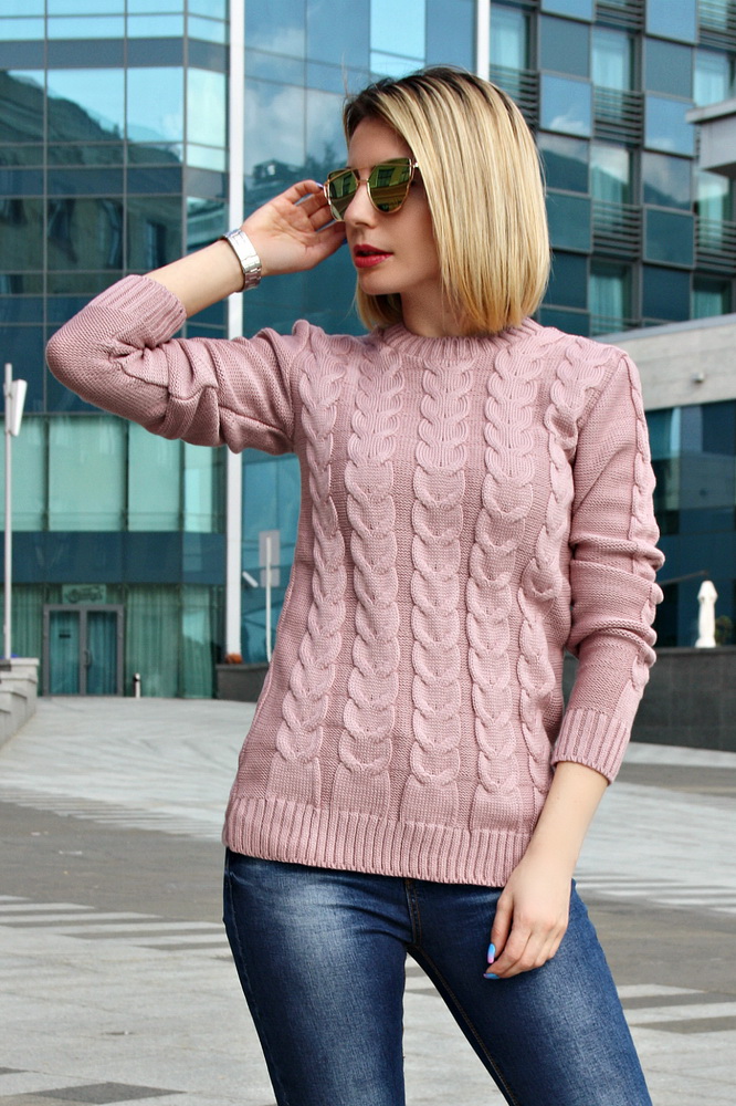

Fashions • Свитер женскии с косами Жанна Fashions 42-46 пудра (303-нс)