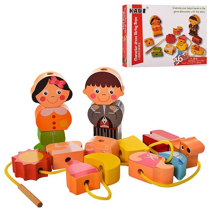 

Деревянная детская развивающая игрушка KABI Шнуровка фигурки на шнуровке 21x16x4см MD1248