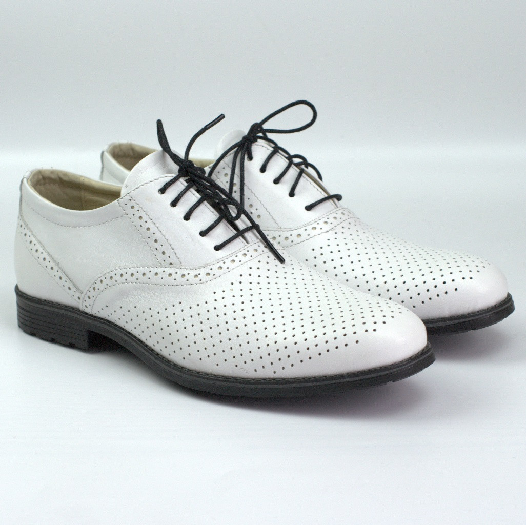 

Белые мужские туфли кожаные с перфорацией летняя обувь Rosso Avangard Romano White Perf 44р 29,5см