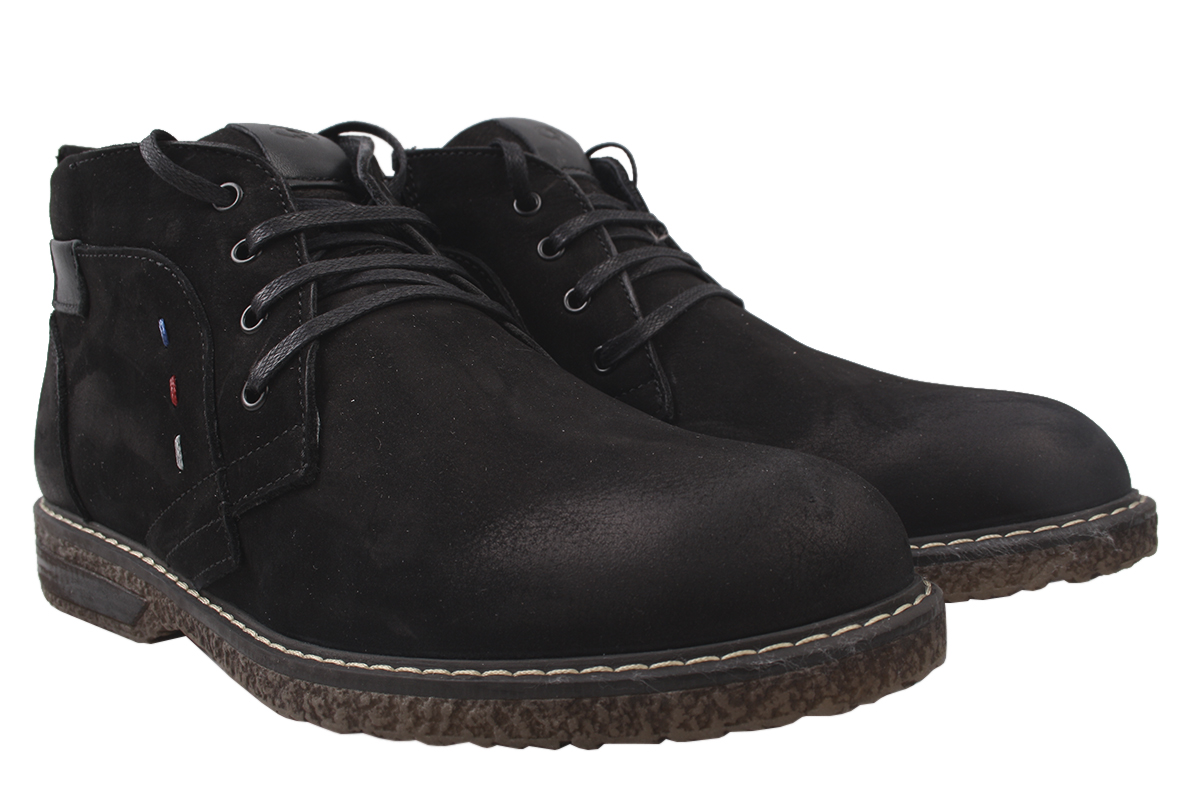 

Черевики чоловічі з натуральної шкіри (нубук), на шнурівці, на низькому ходу, чорні, Україна 224-9ZHC 43