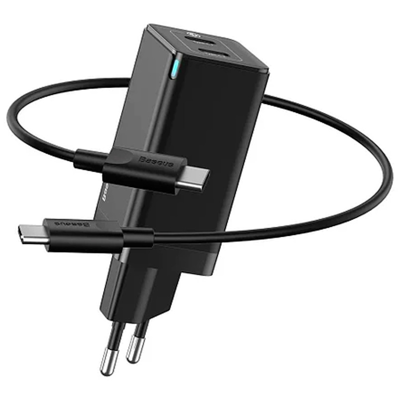 

СЗУ 2Type-C Baseus GaN2 Quick Charger 45W + Type-C to Type-C Cable (CCGAN-M01) Black