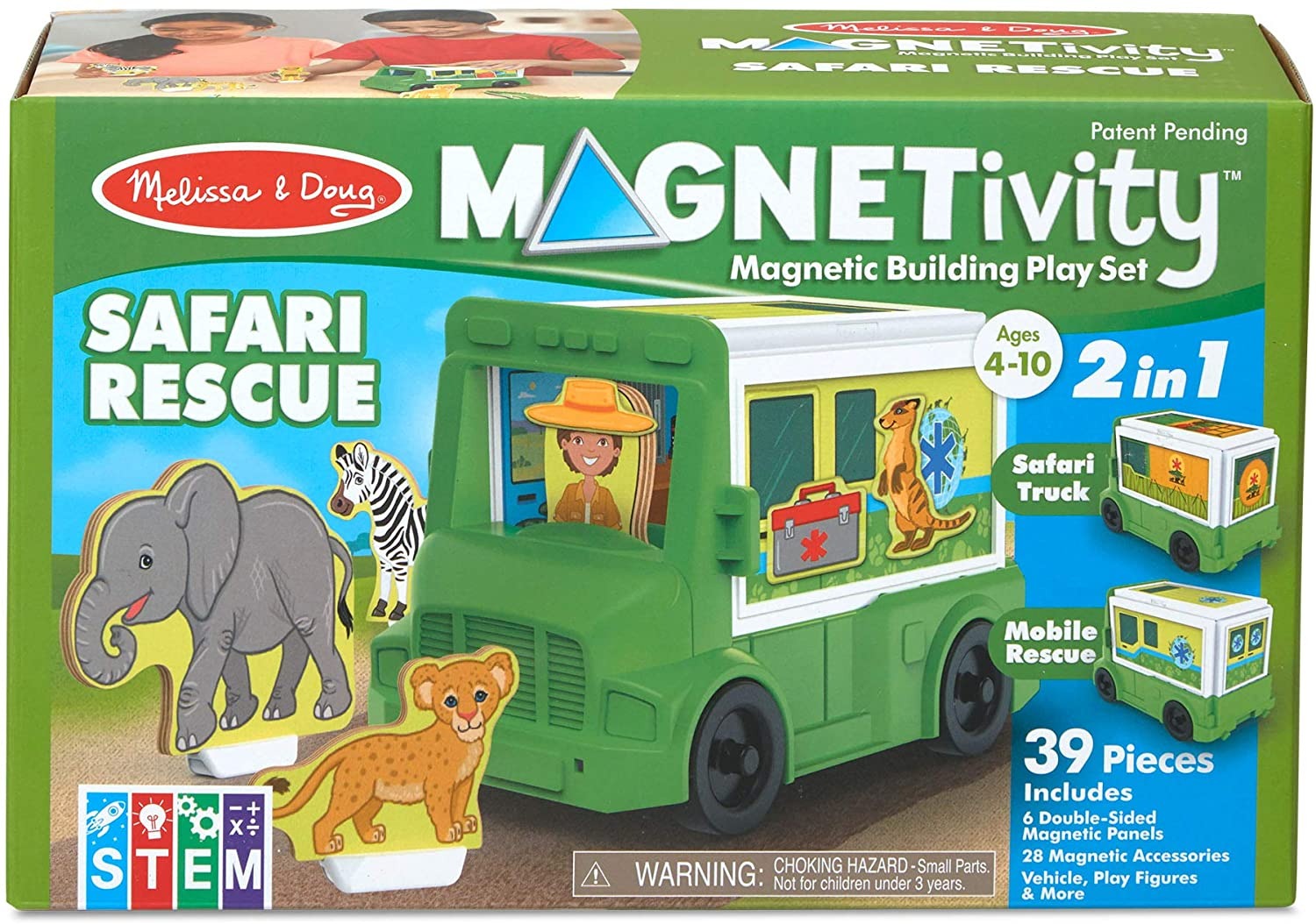 

Игровой магнитный набор Magnetivity Magnetic Building Play Set - Safari Rescue Truck Сафари - спасательная машина Melissa & Doug MD30666