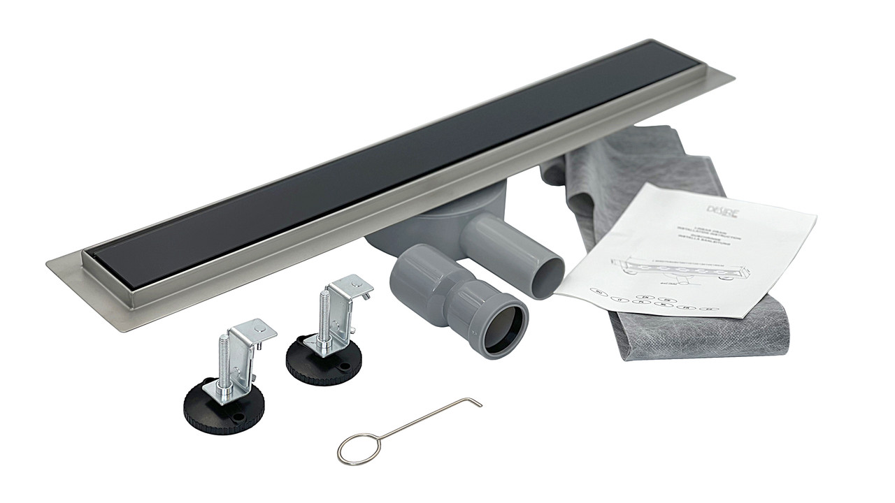 

Трап душевой каленное стекло под плитку 800*70 мм, Nero Glass Black (Италия) с поворотным сифоном