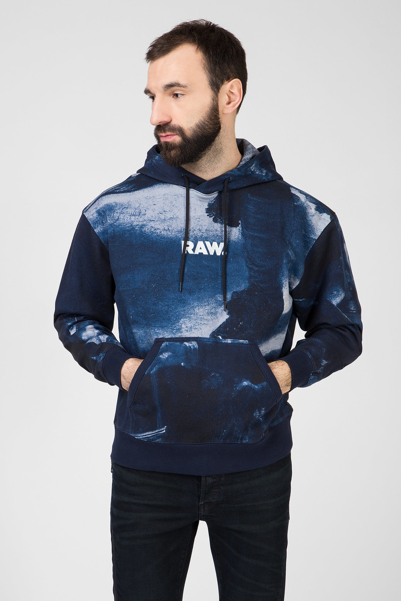 

Мужское синее худи с принтом Graphic 16 G-Star RAW S D15623,B864