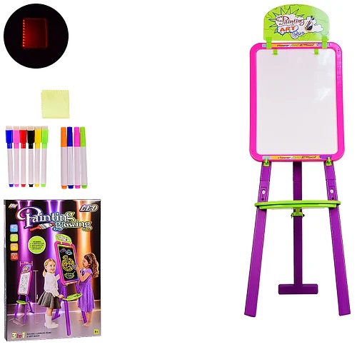 

Мольберт двусторонний детский A-Toys для маркеров LED-подстветка 3 в 1 YM823-824
