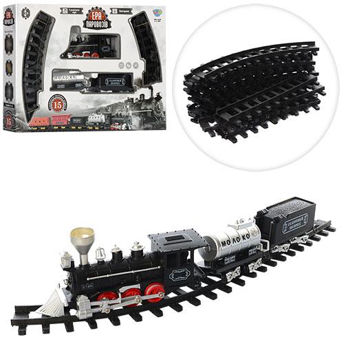 

Игрушечная железная дорога YY-097 138-87 см, локомотив-свет,звук, вагон 2 шт, 15 деталей