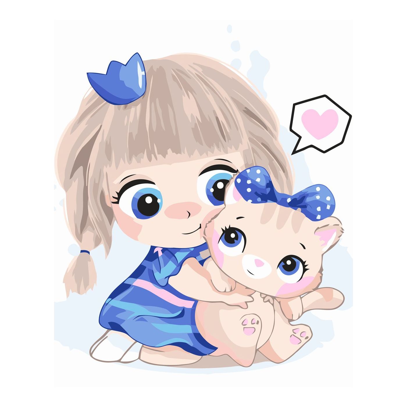 

Набор для росписи по номерам SV-0094 "Девочка с котиком", размером 30х40 см