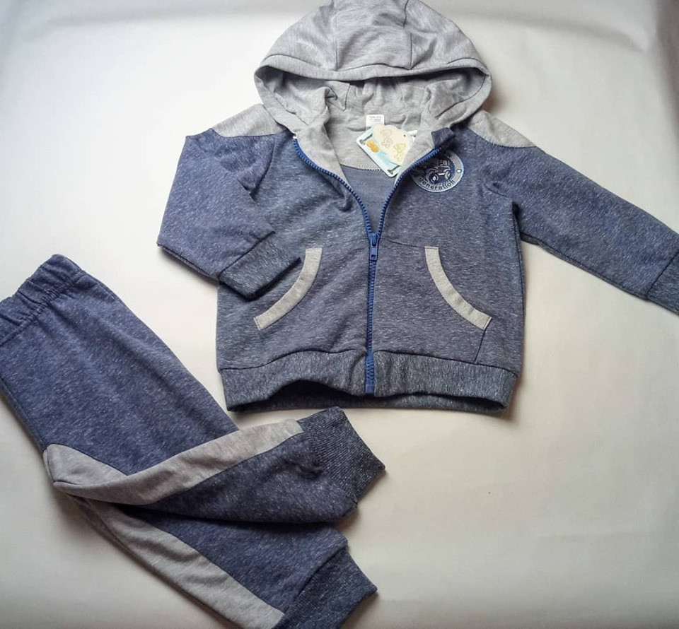 

Детский трикотажный спортивный костюм Ля-Ля 2ТК036 серый с синим 80